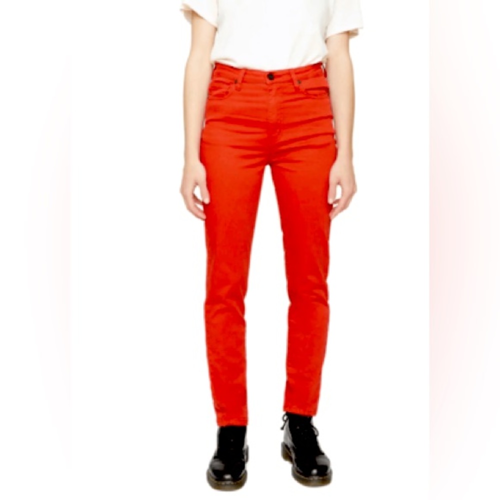 NWT- SANDRINE ROSE x Free People Hi Skinny Jeans in Blood Red